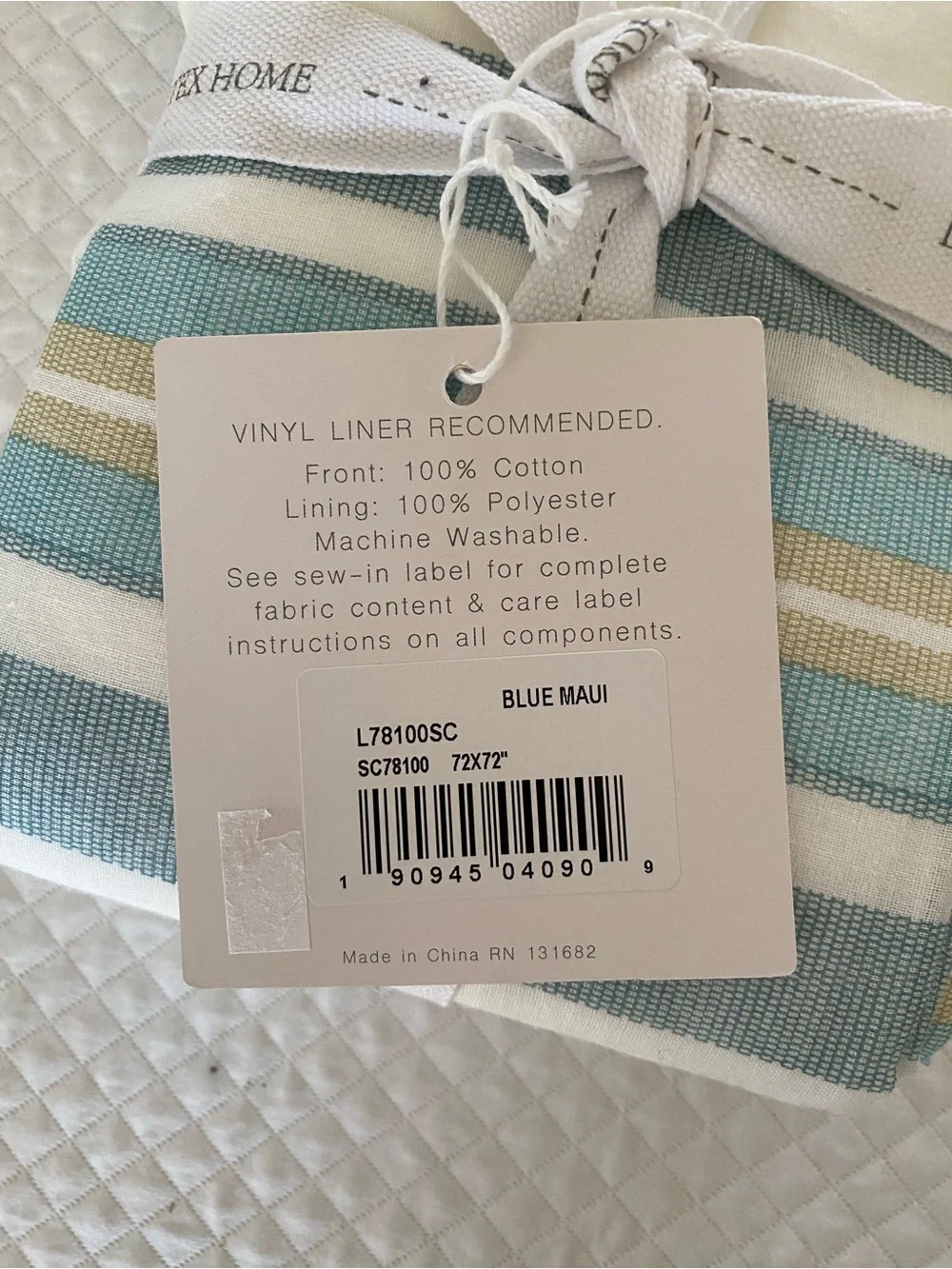Levtex Home Striped Shower Curtain Panel in Aqua and Cream ( Blue Maui)